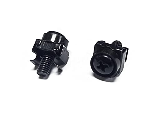 Image of Monoprice M6 x 16mm Server Rack Mount Cage Nuts, Screws and Washers (50 Sets) Zinc Plated, Black, for Cabinet or Server Racks Tapped with 12 /24 Universal Square Hole Rails