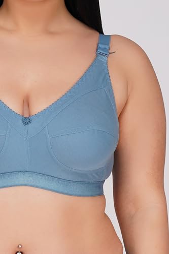 Image of SPUNN Women's Cotton Mix Full Coverage Non Padded Bra Panty Set for Heavy Bust Lingerie Set Combo