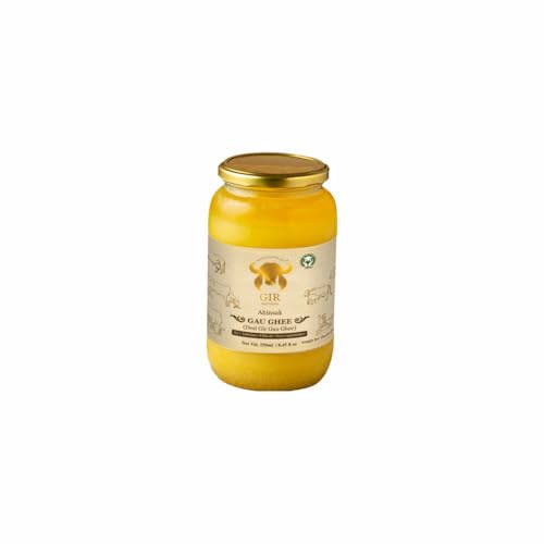 GIR GAUVEDA A2 Gir Cow Ghee – 250 ml (8.45 OZ) | Clarified Butter | Non-GMO, Lactose-Free, Keto Friendly | Vedic Bilona Method | Ahinsak Gau Ghee | Grass-fed, Pure and Healthy Desi Cow Ghee |