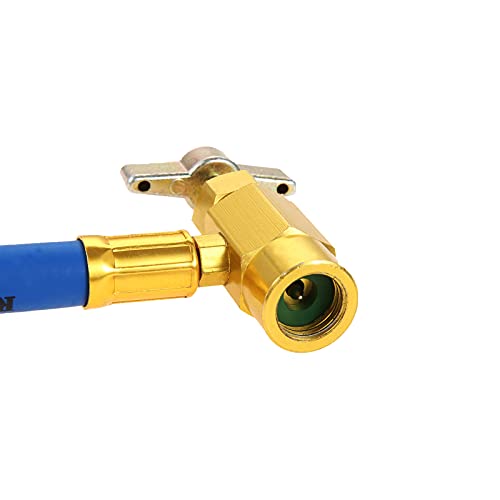 Aupoko R134A Ac Refrigerant Charge Hose, 1/2’’ Acme Can Opener Tap Dispensing Valve, And Recharge Hose With Pressure Gauge, Fits For Car Ac Air Conditioning Refrigerant #TOP3