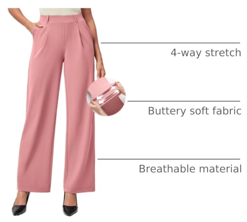 Image of IUGA Dress Pants Women Stretchy Wide Leg Work Pants Business Casual Outfits | Teacher Outfits for Women, Work Clothes, Trousers, Slacks, High Waisted, Pull on, Comfy, Office, Travel, Interview