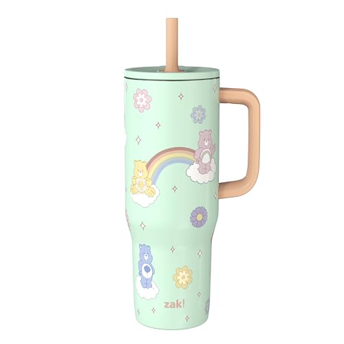 Image of Zak Designs Care Bears 30oz Spill-Proof Insulated Stainless Steel Tumbler | BPA Free, Silicone Straw, Handle, Cupholder Friendly, Dishwasher Safe, For Office, Home, Travel, Work, Gym, Fitness