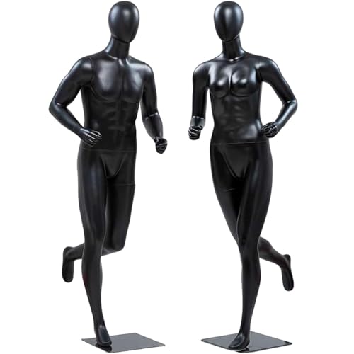 Running Standing Male Female Mannequin, Realistic Full Body Mannequin with Metal Stand Black, Plus Size Curvy Mannequin for Clothes Displays/ Tailor Shop