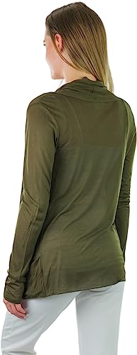 Image of ToBeInStyle Womens Open Front Long Sleeve Lightweight Asymmetrical Draped Cardigan with Side Pockets
