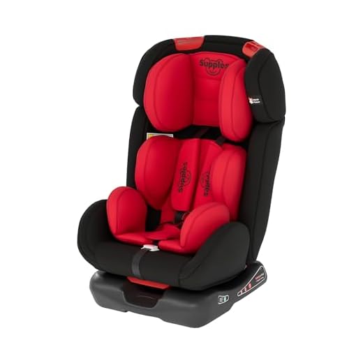 Amazon Brand - Supples Convertible Car Seat for Babies and Kids (0-12 Years) | ECE R44/04 Safety Certified | Forward and Rearward Facing | 3 Adjustable Recline Levels | Black and Red