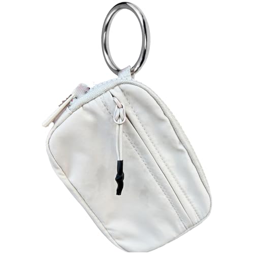 Atlodas The Iris' Wallet, Women's Wristlet Handbags, Waterproof Nylon Keychain Wallet, Zip Card Case with ID Window (White)
