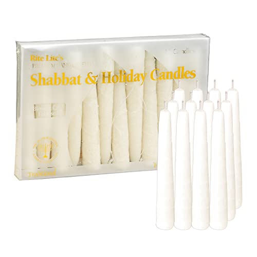 Rite Lite Shabbat Candles - 12 Pieces - Packaged In A Beautiful Box With An Artistic Card (White) #TOP3