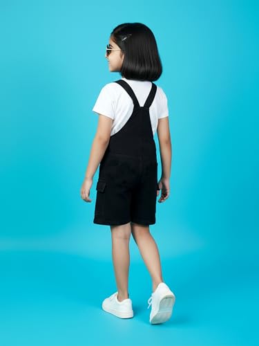 Image of KiddoPanti Unisex Denim Cargo Dungaree Shorts | 69.1% Cotton 29% Spun Poly 1.9% Spandex | Above Knee Length | Soft Breathable Summer Dungaree
