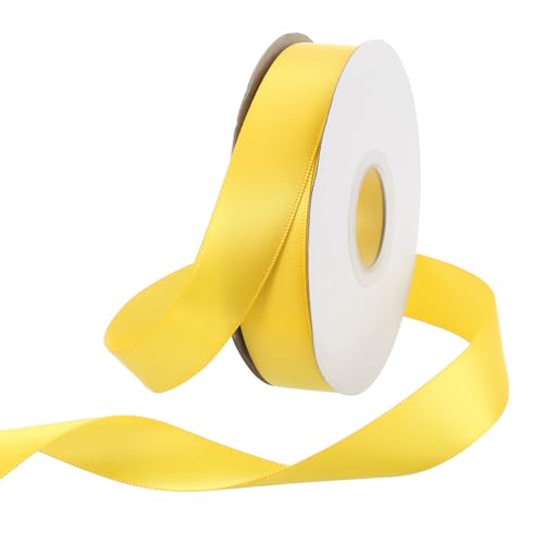 Rebower 1 Inch 25 Yard Satin Ribbon Thick Double Face Grosgrain Silk Ribbon, [for Gift Wrapping, Hair Bows, Wedding, Cake, Flower] - Olive Yellow