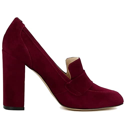 Image of MOOMMO Women Chunky Block Heel Pumps Round Closed Toe Slip On Oxford Loafers Shoes High Heels Snakeskin Work Pump Suede Loafer for Office Ladies Classic Formal Business Professional 4-13 M US