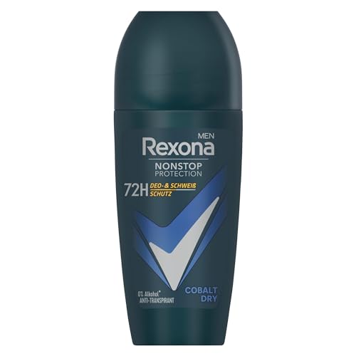 Rexona Men Nonstop Protection Anti Transpirant Deo Roll-On Cobalt Dry mit 72 Stunden Schutz vor Schweiß und Körpergeruch 50 ml