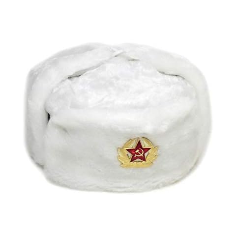 Russian Fur Hat Ushanka Soviet Army KGB Military* White * XL (62) Cover