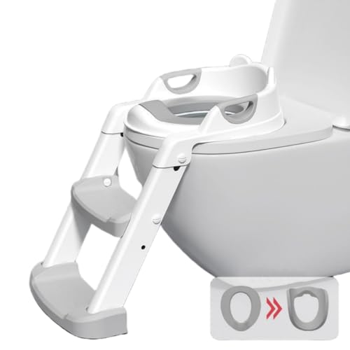 Aeroor子供 トイレ 補助便座トレーニング 折りたたみ クッション 練習 踏み台機能 PUソフトクッション 滑り止め 高さ調節可能 収納便利 赤ちゃん男の子女の子用 (ホワイト)