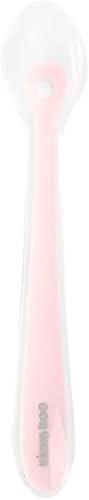 Kikkaboo Colher de silicone para bebé com capa de plástico silicone suave, cor: rosa