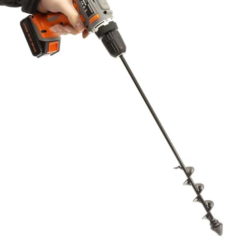 4 x 45cm Auger Post Hole Digger Planting Earth Garden Auger Metal Spiral Drill Bit Bulb Planter (3 Sizes 4x45cm / 8x30cm / 8x45cm)