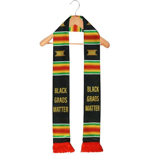 Black Grads Matter Scarf African American Graduation Stole Scarf with Red Tassels4
