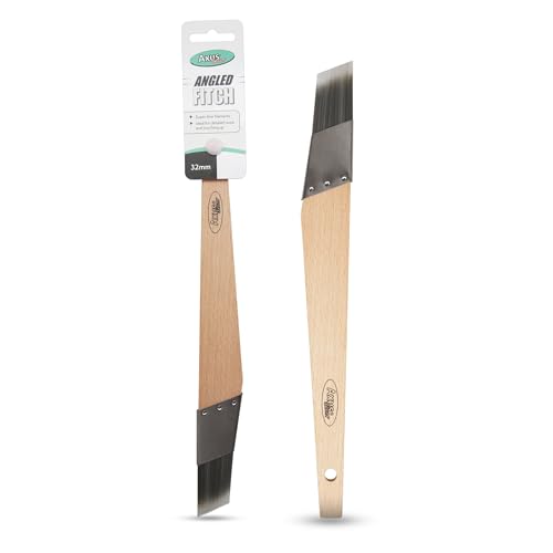 Axus Decor Angled Fitch Paint Brush (Grey Series) - 32mm - for All Paints, Filaments, for Detailed Work & Touching Up, Comfortable Handle, Rust-Resistant Stainless Steel, Grey