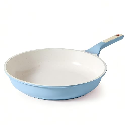 Image of SENSARTE Nonstick Ceramic Frying Pan 8-Inch, Healthy Non Toxic Skillet, Induction Compatible Omelet Pan with Heat Resistant Handle, PFAS-Free, Blue