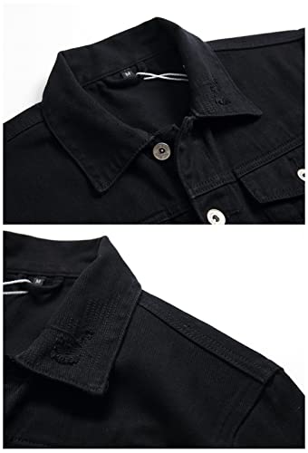 Image of LZLER Men's Denim Jackets Distressed Destroyed Classic Vintage Slim Fit Ripped Fashion Trendy Trucker Jean Jackets