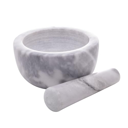 Lyor, Conjunto Pilão e Socador de Mármore Marin 12cm x 6cm - Branco
