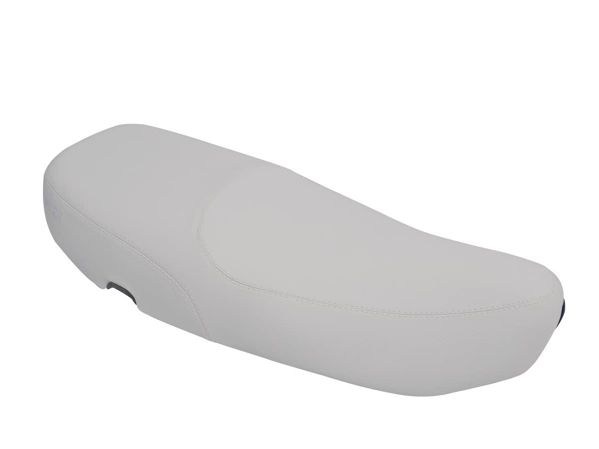 Funda de Asiento Compatible con Piaggio Vespa LX 125/150 2012-2016 Color Blanco con Costuras Blancas