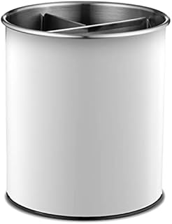 Extra-Large Stainless Steel Kitchen Utensil Holder - 360° Rotating Utensil Caddy - Weighted Base for Stability - Utensil Crock With Removable Divider for Easy Cleaning - Countertop Utensil Organizer.