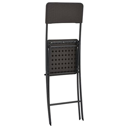 Chaise de bar pliante haut de gamme en acier marron et polyéthylène aspect rotin - 8