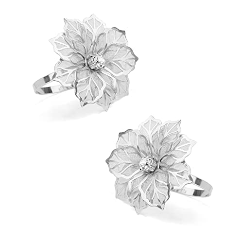 OOU Napkin Rings Set of 12, Adornment Exquisite Household Napkin Ring Holders for Party, Wedding, Dinner Delicate Serviette Buckles Decor Favor (Silver)