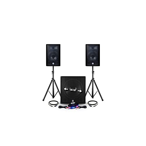 PACK SONO COMPLET BMS1812 USB/Bluetooth 2400W Sub 18" + 2 Enceintes 12" + Pieds + Câbles + Tél + Ovni Cover
