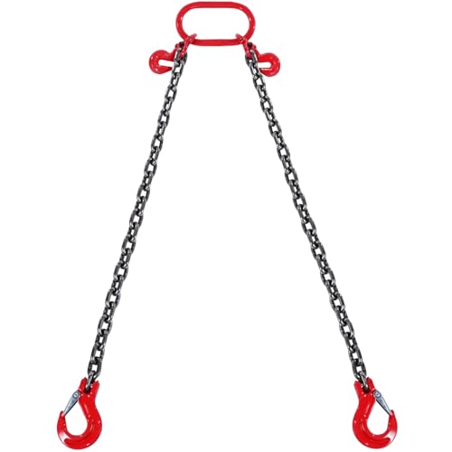 VEVOR Chain Sling, 5/16 inch x 6 ft Lifting Chains with Hooks, G80 Engine Chain Hoist Lifts, 6600 lbs/3 Ton Lifting Sling Chains for Engine Hoist, Engine Lift Chain with 2 Leg Grab Hooks and Adjusters