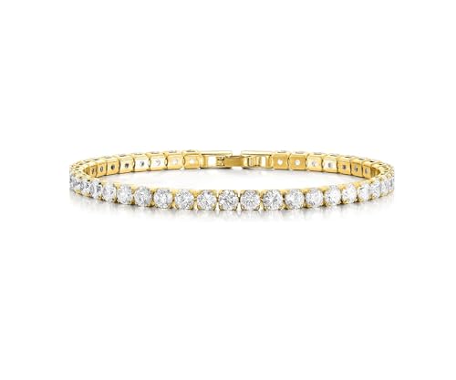 Donvii 18K Gold Plated 2.5mm Cubic Zirconia stones | Size 6.5-7Inch Tennis Bracelet for Women Perfect for adding a touch of elegance to any outfit, 7Inch, Cubic Zirconia, zircon