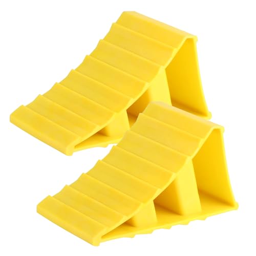 Bbtcxjs 2 calzos de rueda, tapones de freno antideslizantes para estacionamiento, caravana, caravana, motocicleta, caravana, remolque, cuñas de rueda de coche con asa, mantiene tu coche en su lugar
