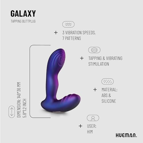 Plug anal vibrant bleu Hueman avec vibrations intenses pour stimuler vos sens