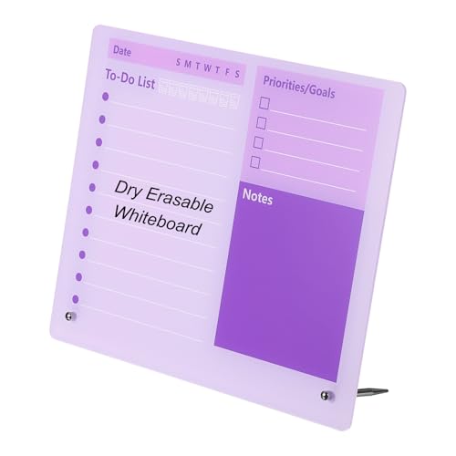 Tableau blanc effaçable en acrylique premium, mémo magnétique violet design