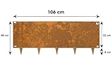 Wovar Rasenkante Cortenstahl 40 x 106 cm Flexibel - Pro Stück- Beeteinfassung Cortenstahl - Beetumrandung - Beetbegrenzung - Rasenkante Metall