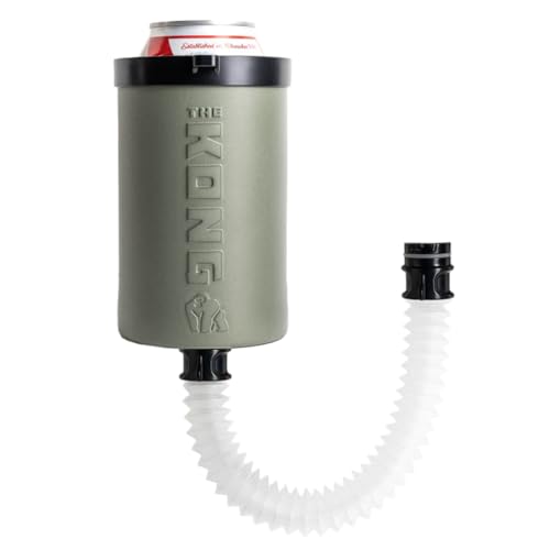 The Kong 2.0 - A Portable Can or Bottle Cooler/Cup With A Detachable, Expandable, Hose To Funnel Your Drink (Green)