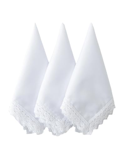 Image of Lace Cotton White Handkerchiefs Perfect Wedding Bulk