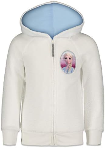 Disney Frozen Elsa Toddler Girls Zip Up Jacket Hoodie Faux Fur White 2T