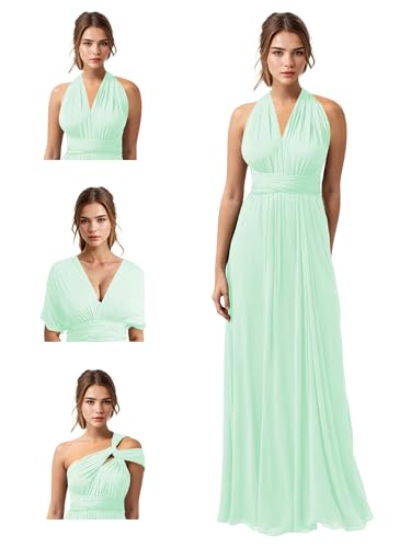 Image of JAEDEN Bridesmaid Dresses Multiway Convertible - Long Bridesmaid Dresses Chiffon Pleat 2026