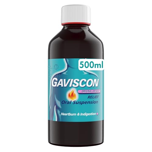 Gaviscon Original Aniseed Liquid 500ml - Heartburn & Acid Reflux Relief Fast-Acting Formula Protective Barrier Long-Lasting Comfort Suitable for Pregnancy Antacids Digestion and Nausea