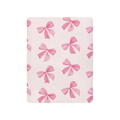 Image of Burbuja Fitted Crib Sheet for Girls and Boys, Pink Bow Soft Breathable Crib Sheet for Standard Crib and Toddler Bed Mattresses, 27 x 39 in