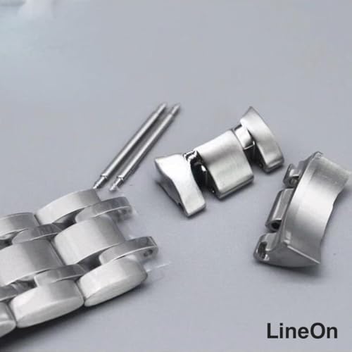 Image of Lineon 22mm C Clamp Heavy Solid Chain Butterfly Lock Watch Band Strap Wristband Compatible with Tissot 1853 Watch (Only 22mm) With Tool and Pins (SILVER)