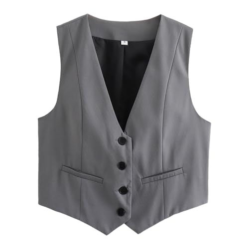 Chaleco de traje corto para mujer de sastre versátil con forro interior suave