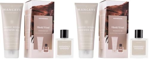 Image of ManCave Hinoki Wood Men's Fragrance Gift Set, 50ml Hinoki Eau de Toilette, 200ml Shower Gel, Natural Woody Men's Perfume Set, Fragrance Set, fragrance kit for him (Pack of 2)