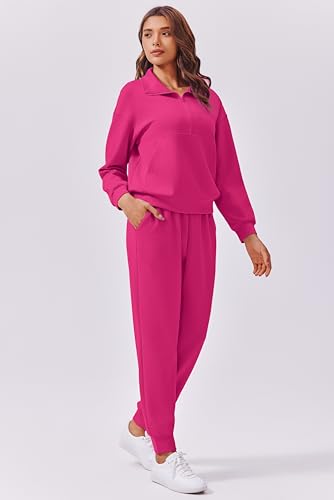 Image of PINSPARK 2 Piece Sets for Women 2026 Fall Travel Outfits Long Sleeve Tracksuit Joggers Sets Half Zip Sweatsuit Matching Set