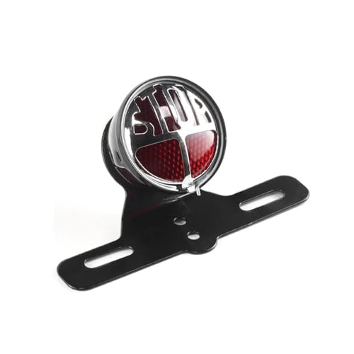 Feu arrière moto universel homologué style Bobber avec support de plaque noir robuste
