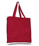 (12 Pack) 1 Dozen- Wholesale Heavy Canvas Tote Bags with Full Gusset (Red)