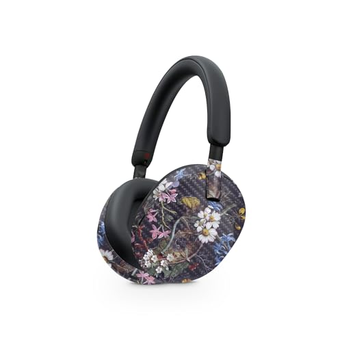 Image of MightySkins Carbon Fiber Skin Compatible with Sony WH-1000XM5 Headphones - Midnight Blossom | Protective, Durable Textured Carbon Fiber Finish | Easy to Apply