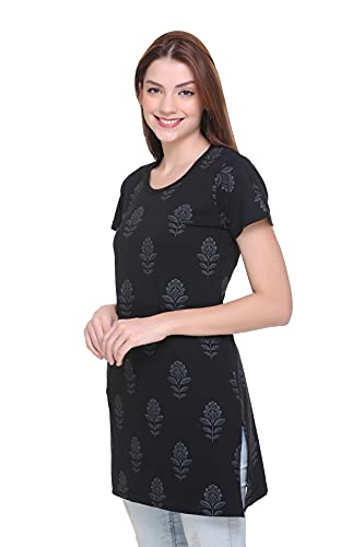 Image of In Love Women's Printed Cotton Plus Size Longline T-Shirt Half Sleeve with Pockets Pack of 2
