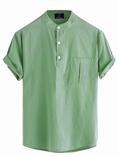 Image of Amazing Crafted Men's Half Sleeve Cotton Short Pocket Kurta